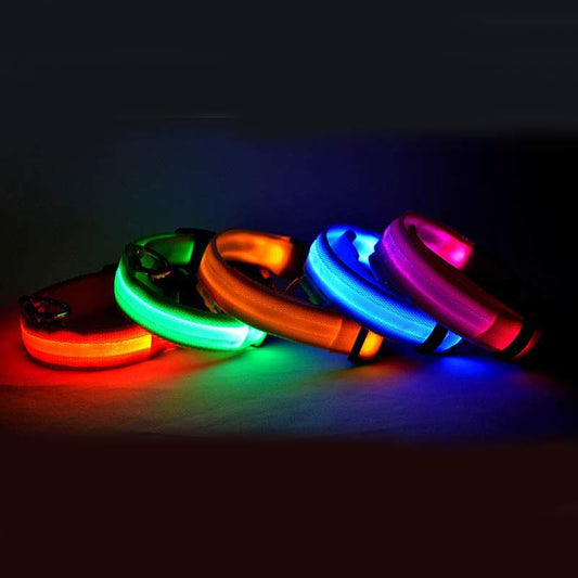 LED Glow Pet Safety Collar – Adjustable Rechargeable Night Collar for Dogs & Cats