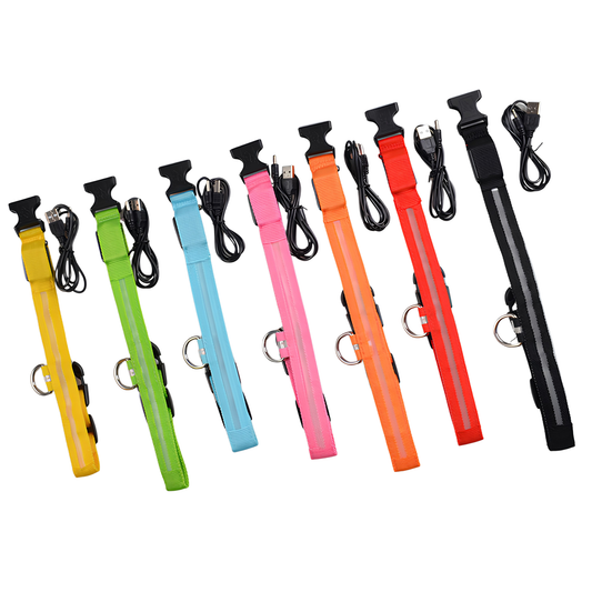 LED Glow Pet Safety Collar – Adjustable Rechargeable Night Collar for Dogs & Cats